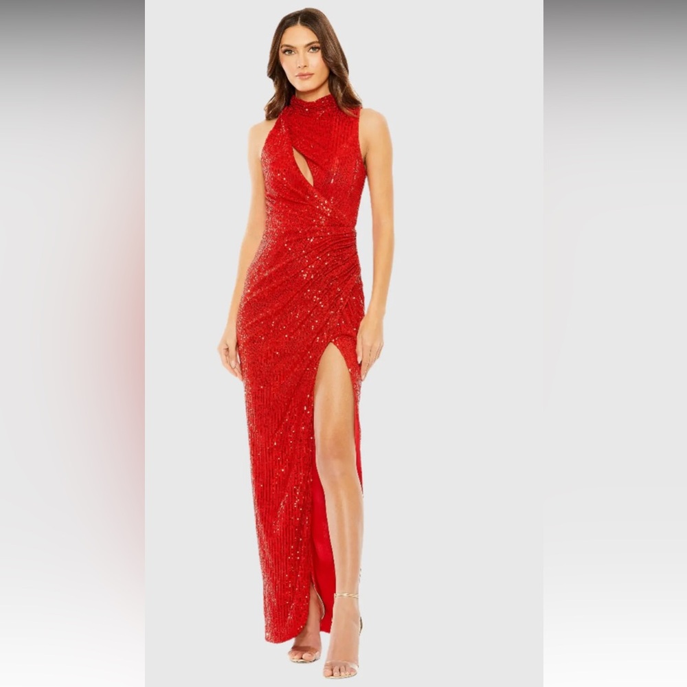 NWT Mac Duggal Asymmetrical Red Gown
